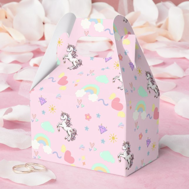 Pink unicorn magical princess  girly birthday kids favor boxes (Wedding)