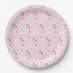 Pink unicorn magical princess girly birthday kids paper plates