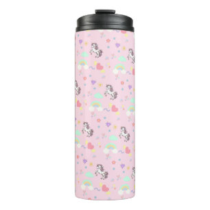 Pink unicorn magical princess girly birthday kids thermal tumbler