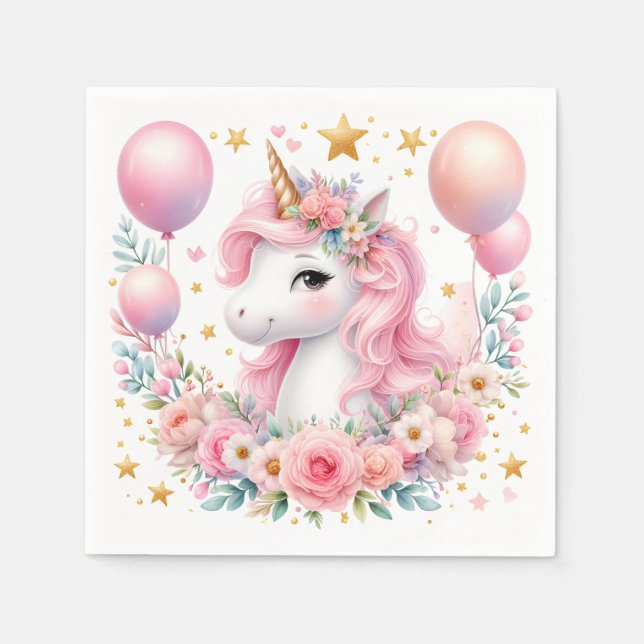 Pink Unicorn  Napkins (Front)
