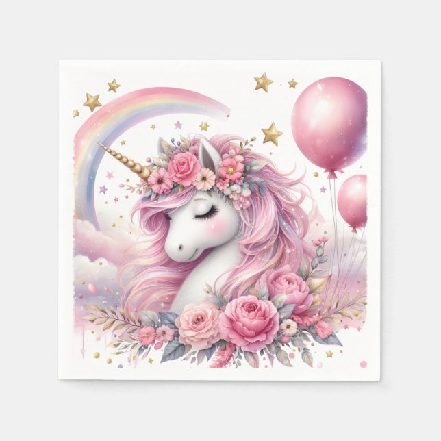 Pink Unicorn  Napkins (Front)
