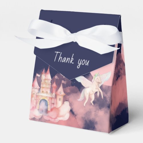 Pink unicorn night castle birthday party  favor boxes