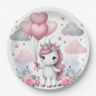 Pink Unicorn Paper Plates