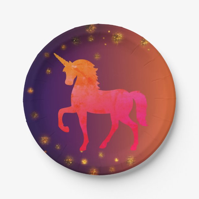 Pink Unicorn  Paper Plates (Front)