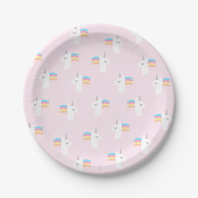 Pink Unicorn Paper Plates (Front)