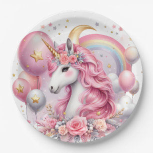 Pink Unicorn  Paper Plates