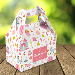 Pink Unicorn Party Pattern Girl Birthday Thank You Favor Boxes