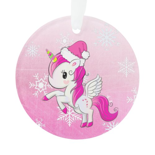 Pink Unicorn Personalied Christmas Ornament