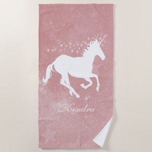 Pink Unicorn Personalized Beach Towel