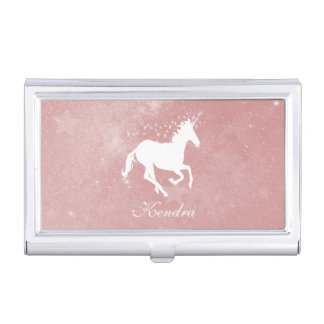 Pink Unicorn Personalized Business Card Case