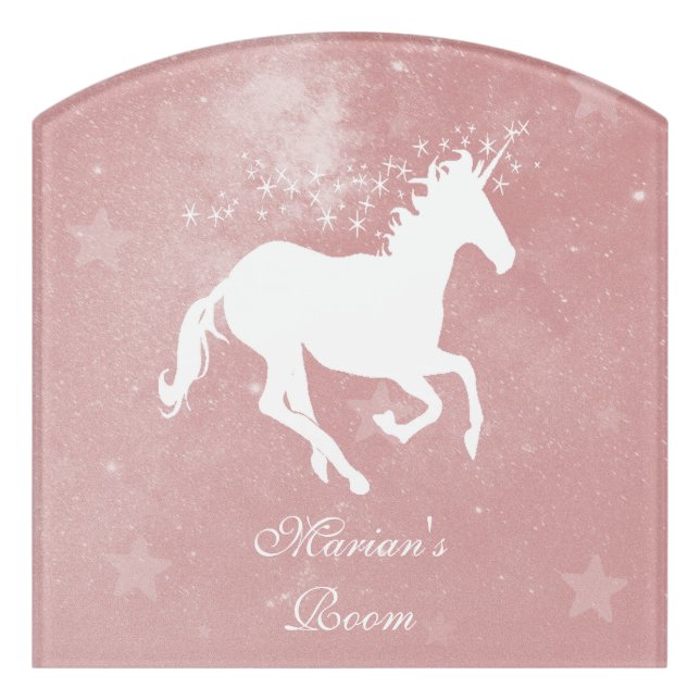 Pink Unicorn Personalized Door Sign (Contour Front)