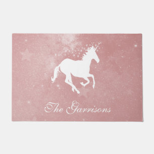 Pink Unicorn Personalized Doormat