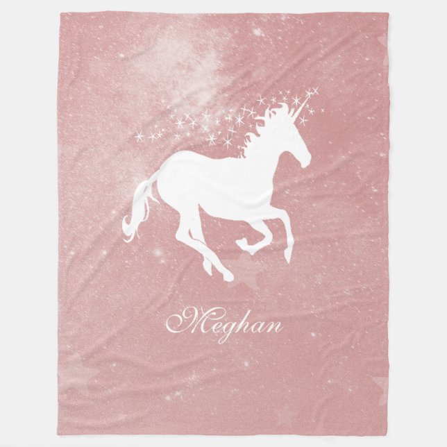 Pink Unicorn Personalized Fleece Blanket (Front)