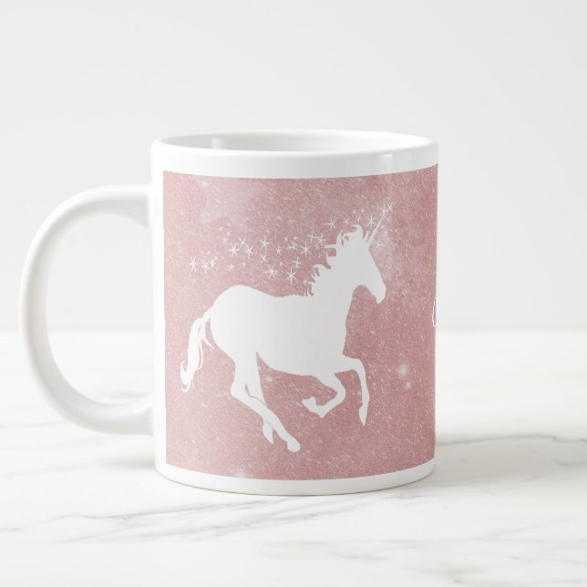 Pink Unicorn Personalized Giant Coffee Mug (Left)