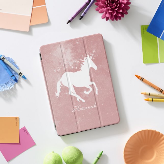 Pink Unicorn Personalized iPad Pro Cover (Desk)