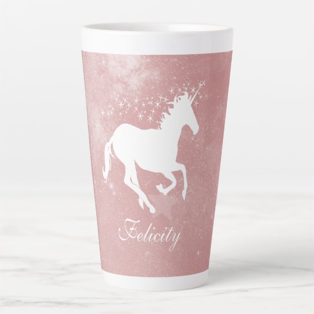 Pink Unicorn Personalized Latte Mug (Front)