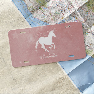 Pink Unicorn Personalized License Plate