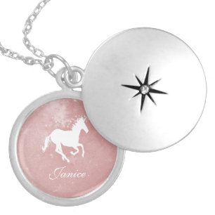 Pink Unicorn Personalized Locket Necklace