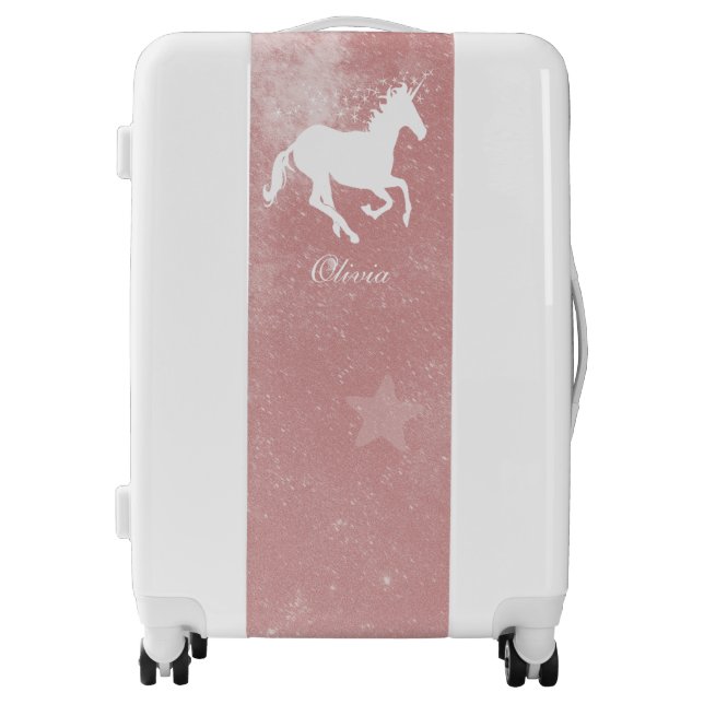 Pink Unicorn Personalized Luggage (Front)
