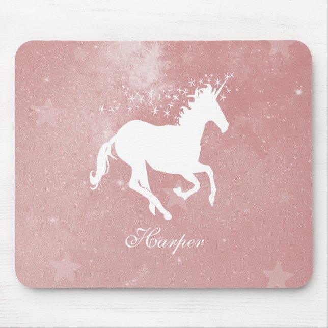 Pink Unicorn Personalized Mouse Pad (Front)