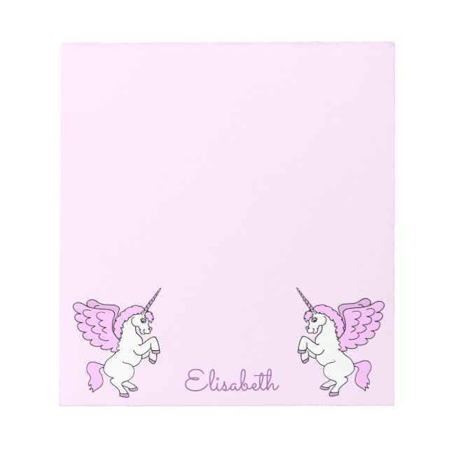 Pink Unicorn Personalized Notepad (Front)