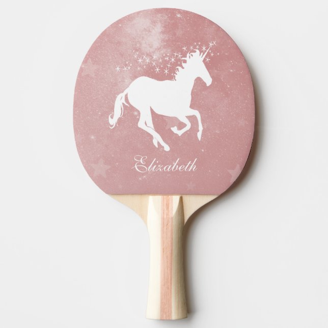 Pink Unicorn Personalized Ping Pong Paddle (Front)
