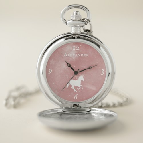 Pink Unicorn Personalized Pocket Watch