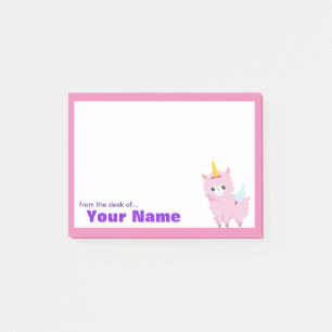 Pink Unicorn Personalized Post-it Notes