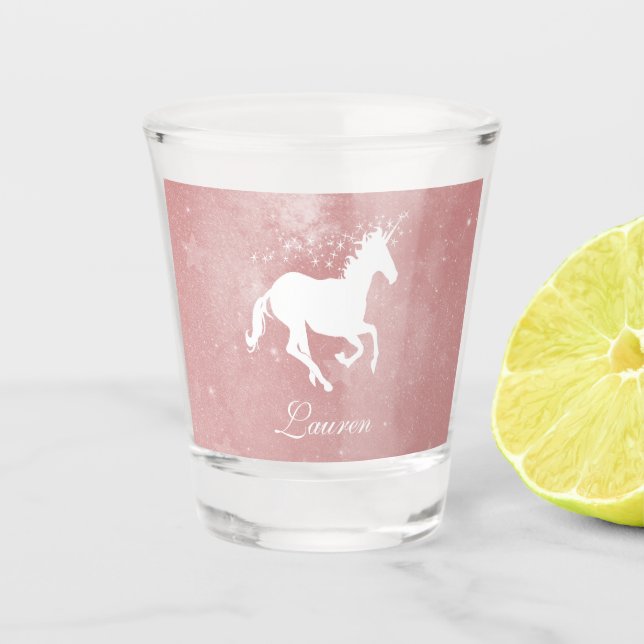 Pink Unicorn Personalized Shot glass (Front)
