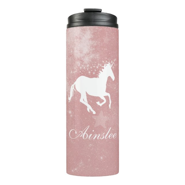 Pink Unicorn Personalized Thermal Tumbler (Front)