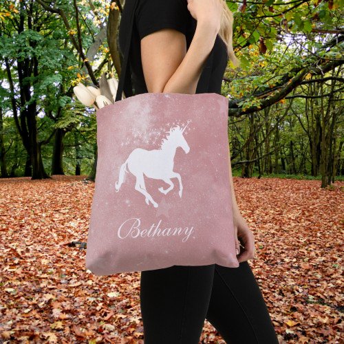 Pink Unicorn Personalized Tote Bag