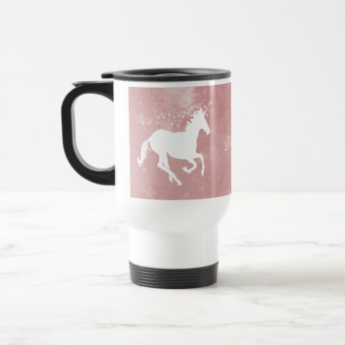 Pink Unicorn Personalized Travel Mug