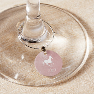 Pink Unicorn Personalized Wine Charm