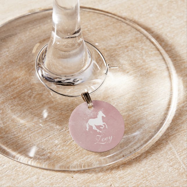 Pink Unicorn Personalized Wine Charm (In Situ)