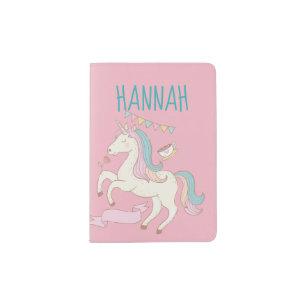 Pink Unicorn Personnalised Passport Holder