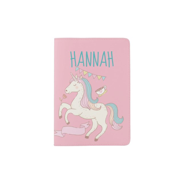 Pink Unicorn Personnalised Passport Holder (Front)