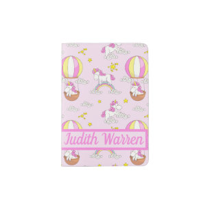 Pink Unicorn Personnalised Passport Holder