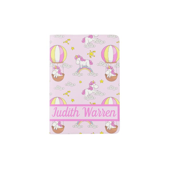 Pink Unicorn Personnalised Passport Holder (Front)