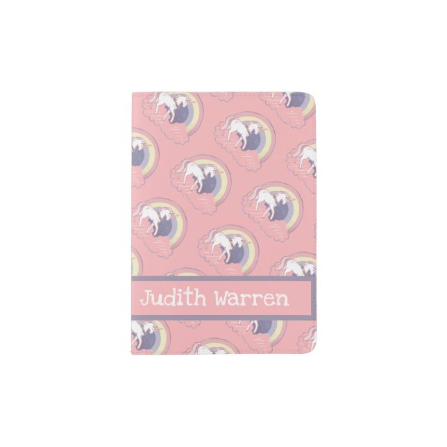 Pink Unicorn Personnalised Passport Holder (Front)