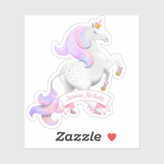 Pink Unicorn Pretty Princess Sparkles Sticker (Sheet)