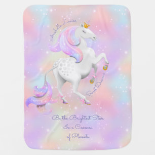 Pink Unicorn Princess Baby Blanket