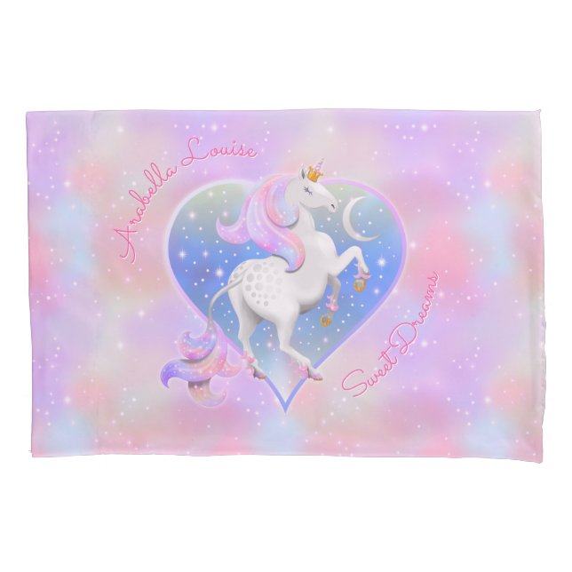 Pink Unicorn Princess Sweet Dreams Pillow Case (Front)