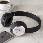 Pink Unicorn Rainbow Custom Bluetooth Headphones (In Situ)