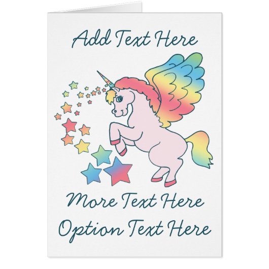 Pink Unicorn Rainbow Star Cards (Front)