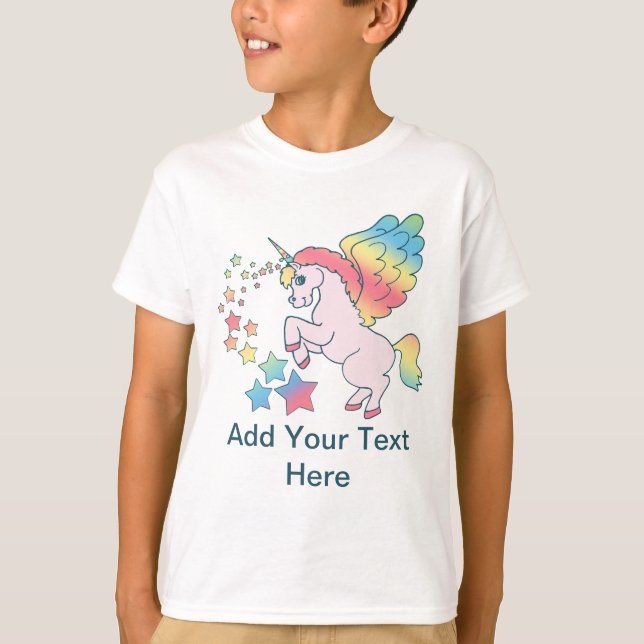 Pink Unicorn Rainbow Star T-Shirt (Front)
