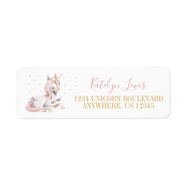Pink Unicorn Return Address Labels (Front)