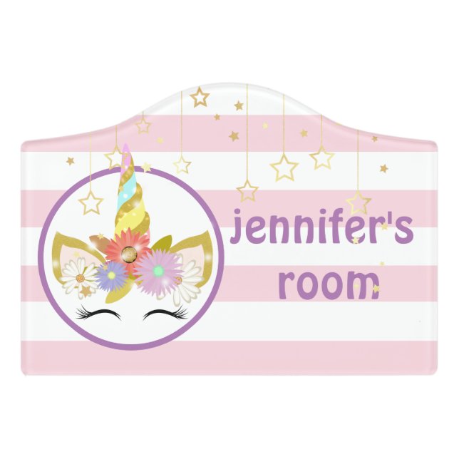Pink Unicorn Room Sign (Small Crest Front)