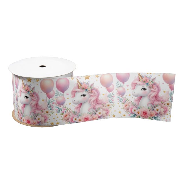 Pink Unicorn  Satin Ribbon (Spool)