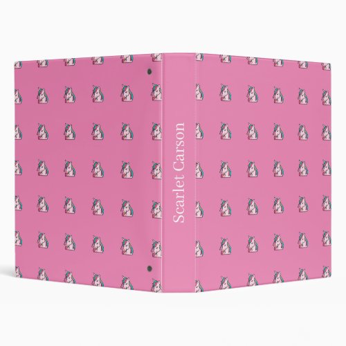 Pink Unicorn School Binder