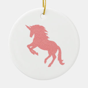 Pink Unicorn Silhouette Ceramic Ornament